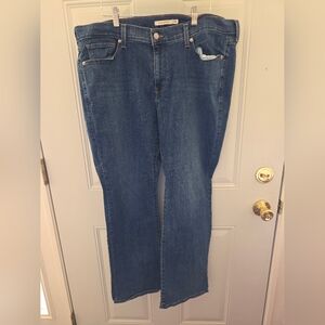 Levi's Blue Denim Straight Leg Jeans with Tan Patch Size 18